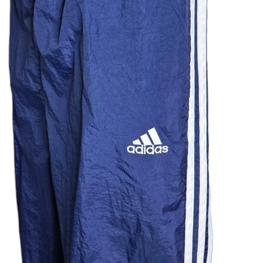 Adidas Mens Streetwear Vintage Windbreaker Track Pants Size Large Ankle Zip Blue
